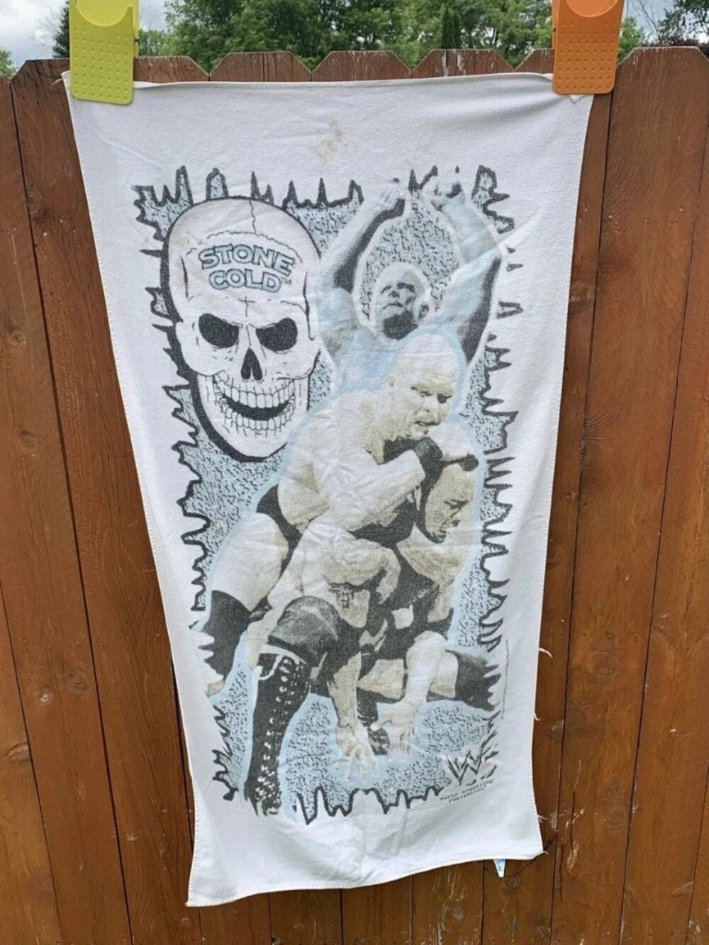VINTAGE 1999 TITAN SPORTS STONE COLD STEVE AUSTIN BEACH TOWEL JAY FRANCO